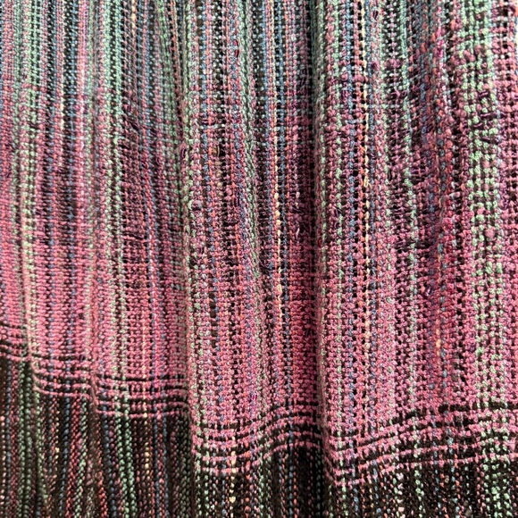 Vintage Handmade Woven Knit Ombre Pleated Elastic Waist Skirt S/M - Picture 3 of 8